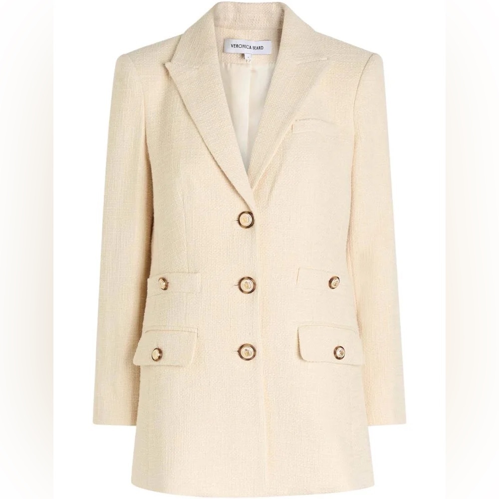 Veronica Beard Cream Blazer with Gold Buttons